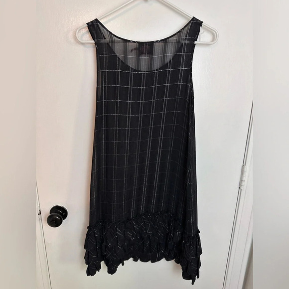 Juicy Couture Black & Silver checker Sheer Slip Cover Dress Women’s Size 0 #1439 - Picture 2 of 9